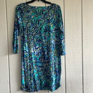 Lilly Pulitzer Hollee Dress Bennet Blue Sneak a Beak Large